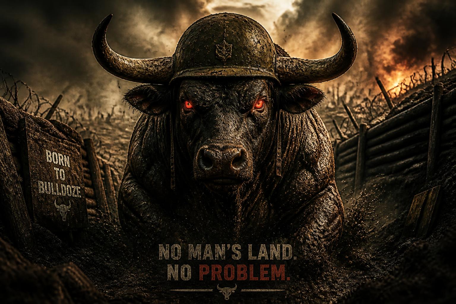 The Trencher Bull emerging from the trenches